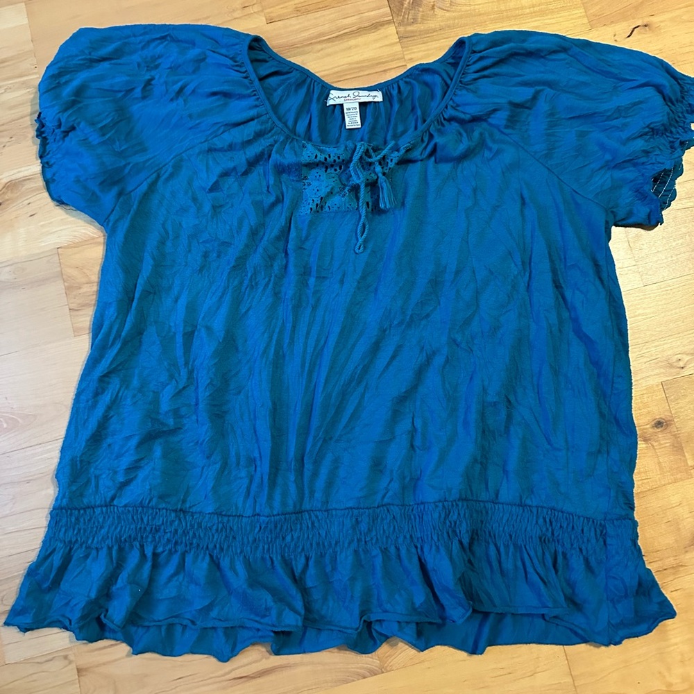 Very Pretty Teal Peasant Blouse